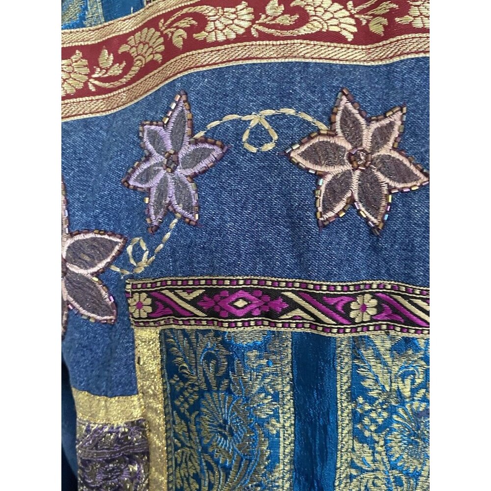 Bedford Fair Lifestyles Jean Shirt Jacket w Embroidery Appliques Beads Sz L Vtg - Picture 8 of 16